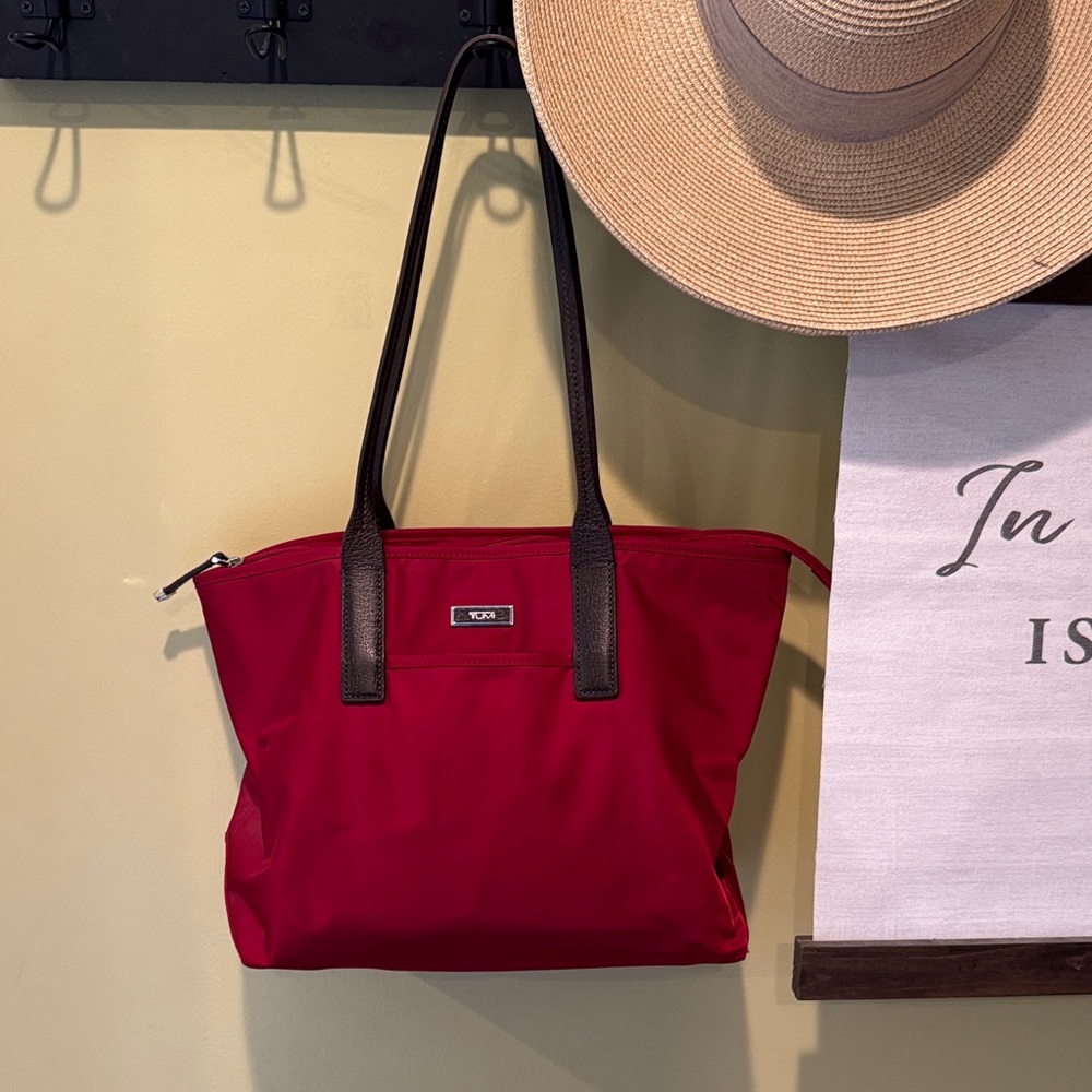 Tumi Crimson Tote with Black Straps